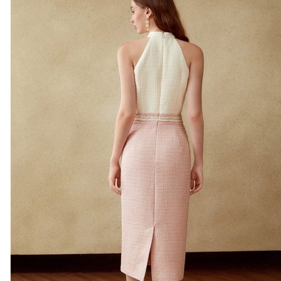 MOTF PREMIUM TWO-TONE HALTER TWEED DRESS - Picture 2 of 11